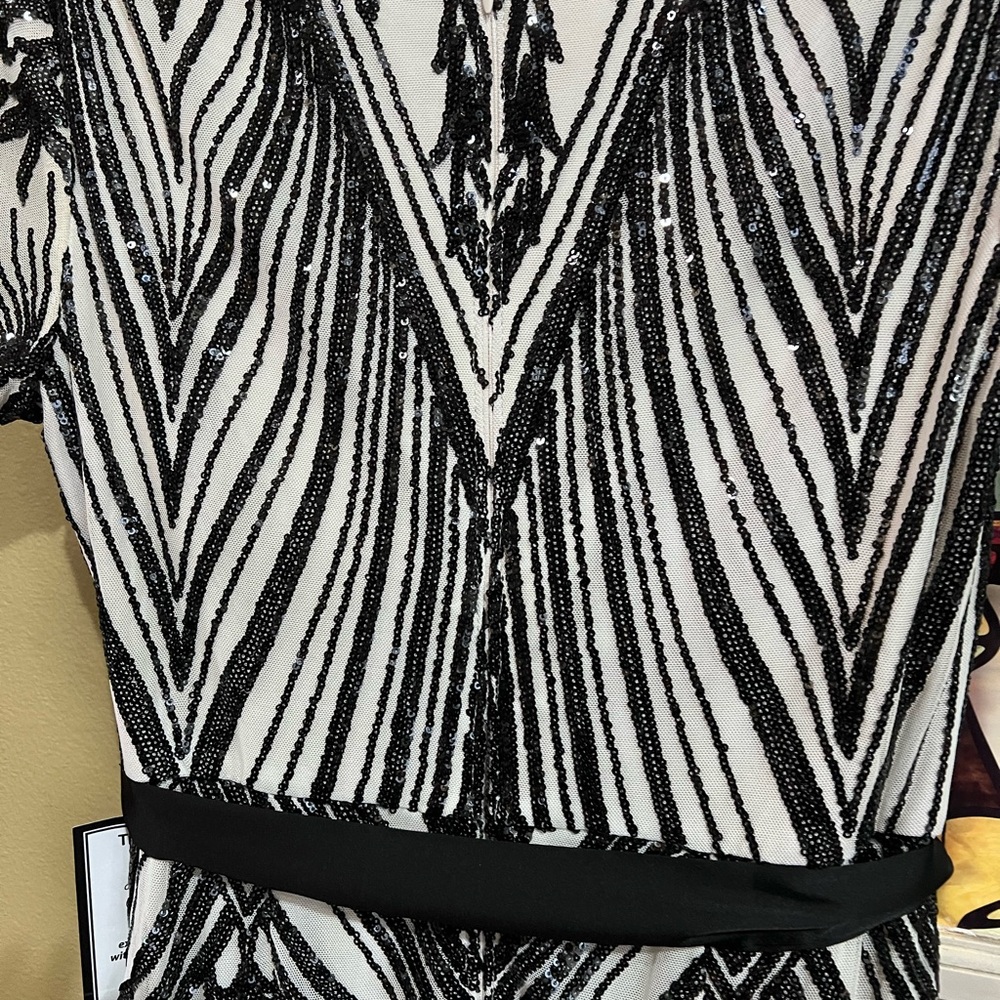 R&M Richards Elegant Black and cream Sequin formal Gown - Picture 11 of 13